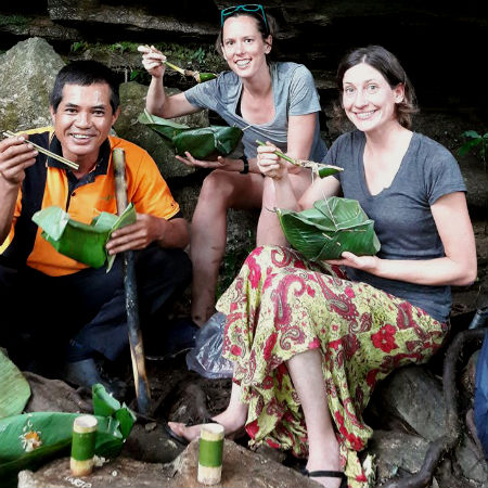 Jungle style lunch in banana leafs 