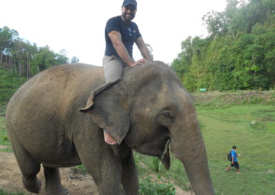 Riding an elephant