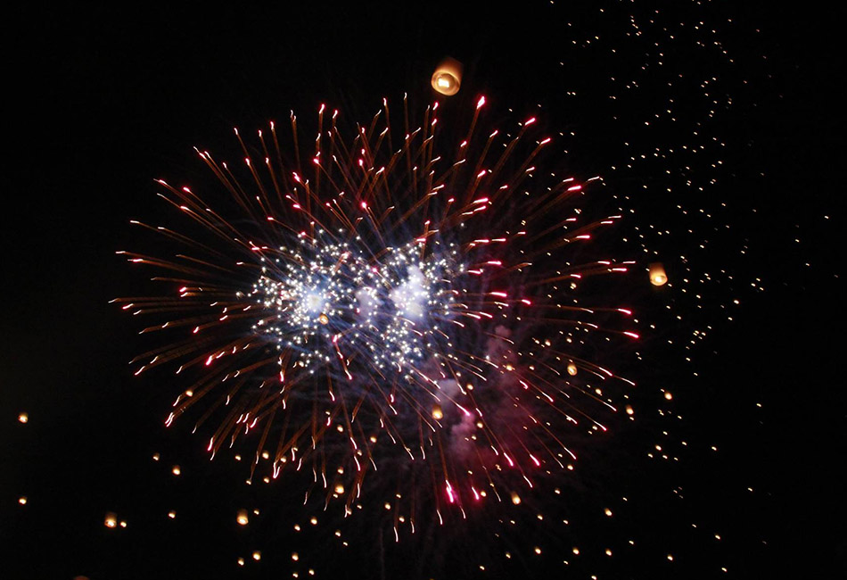 Fireworks and yee peng lanterns