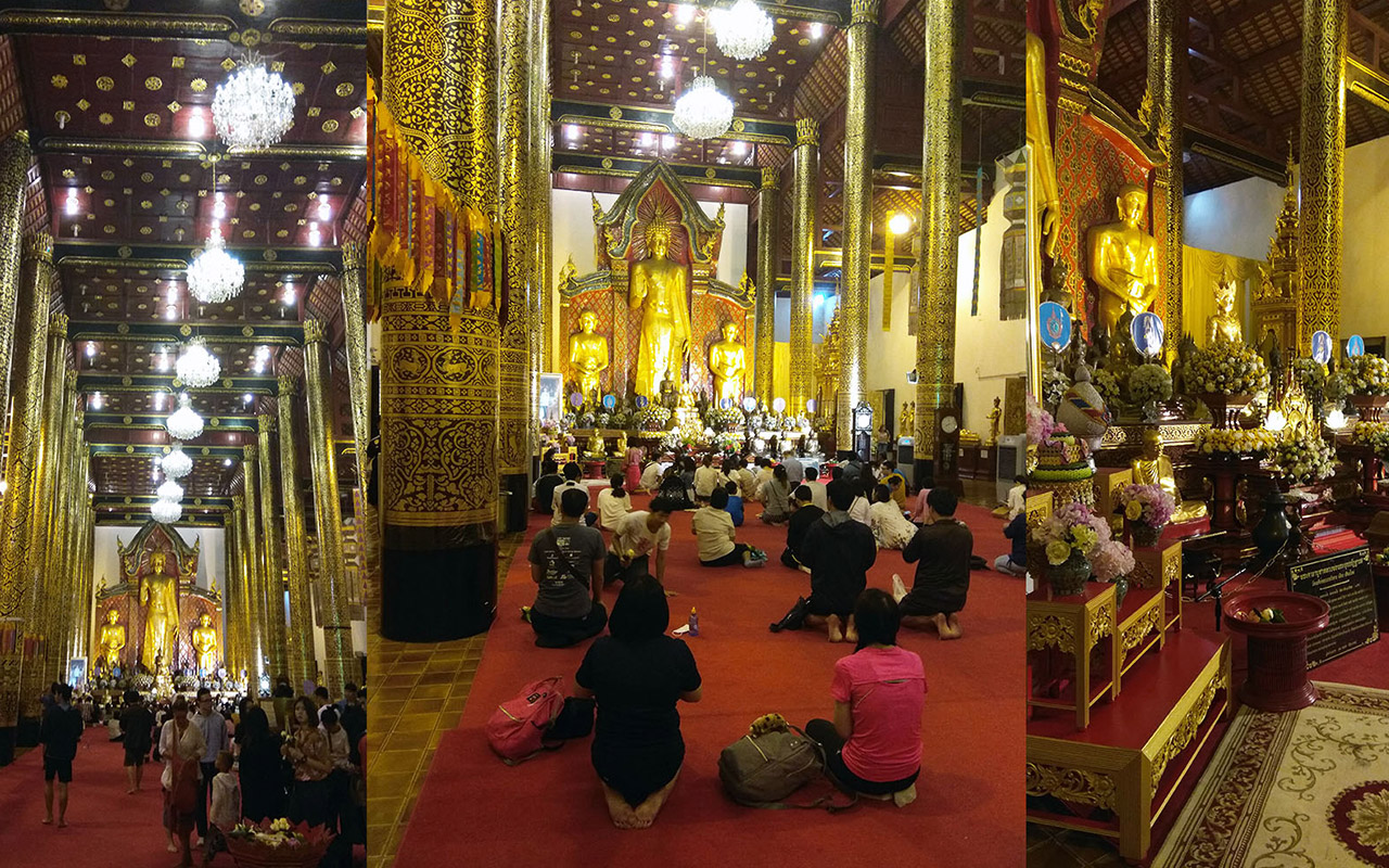 Songkran inside a Buddhist temple